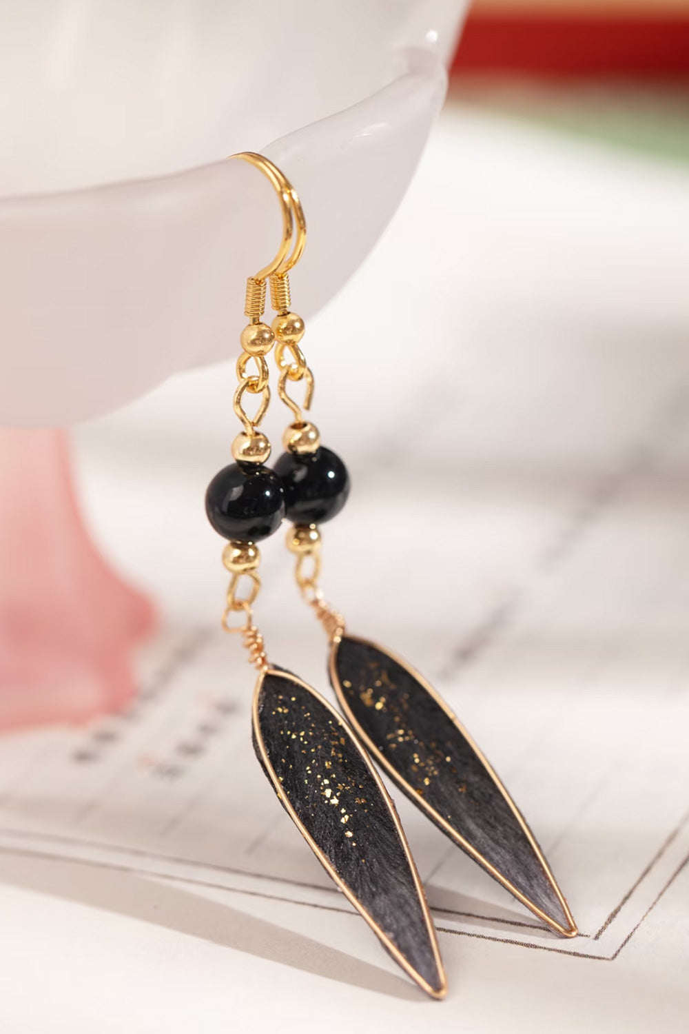 Boucles d'oreilles artisanales en velours de soie - Collection Patrimoine - HanWen Shop