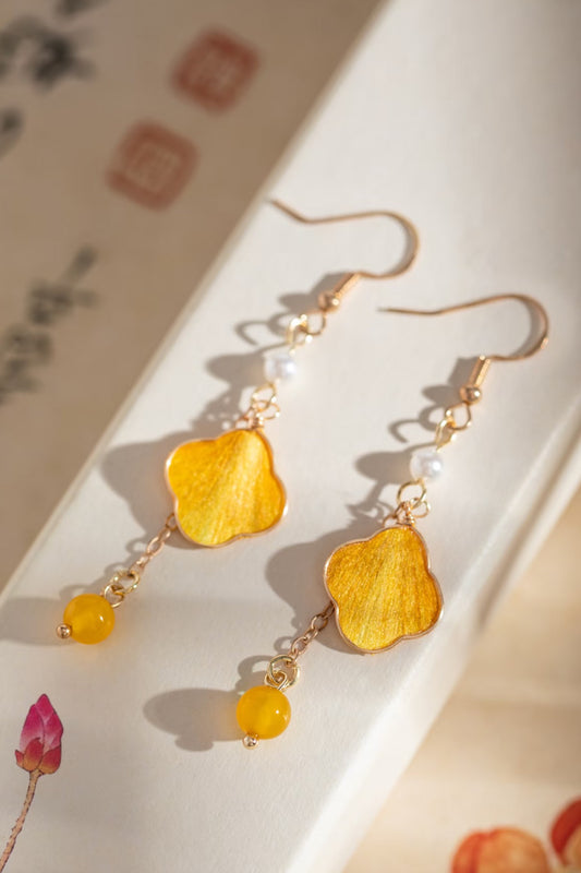 Boucles d'oreilles artisanales en velours de soie - Collection Patrimoine - HanWen Shop