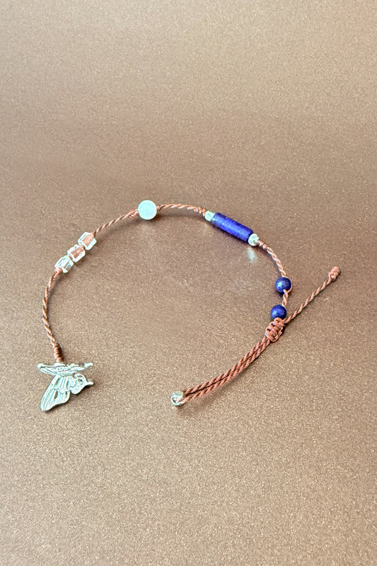 Bracelet cordon artisanal en pierre bleue - Brume bleue - HanWen Shop
