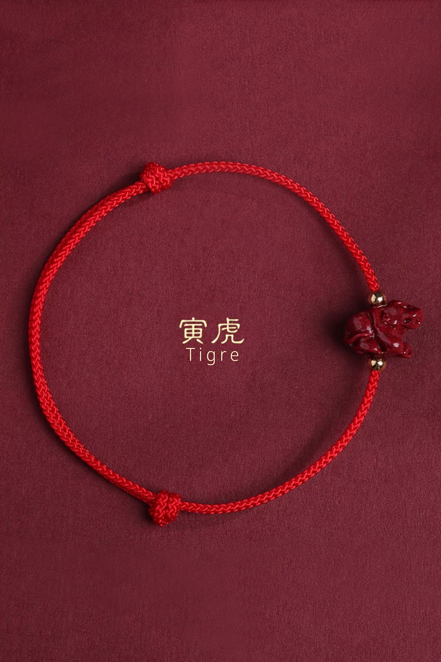 Cordelette rouge avec cinabre - 12 signes du zodiaque - HanWen Shop