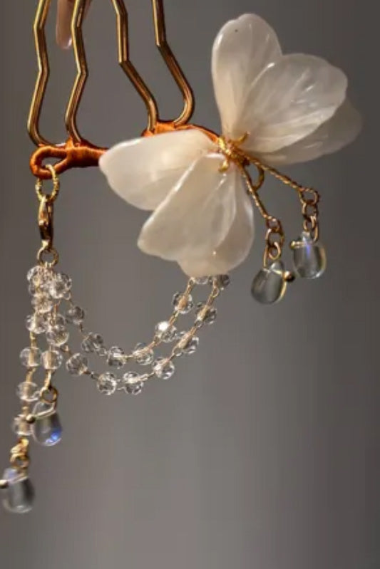 Broche Cheveux - Papillon de Nuit - blanc - HanWen Shop