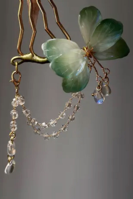 Broche Cheveux - Papillon de Nuit - vert - HanWen Shop