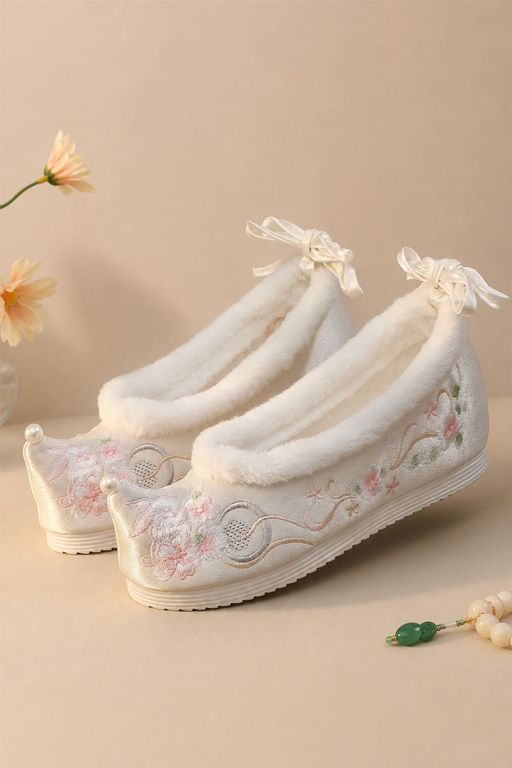 Chaussures brodées pour femme – Doublure polaire d'hiver - HanWen Shop