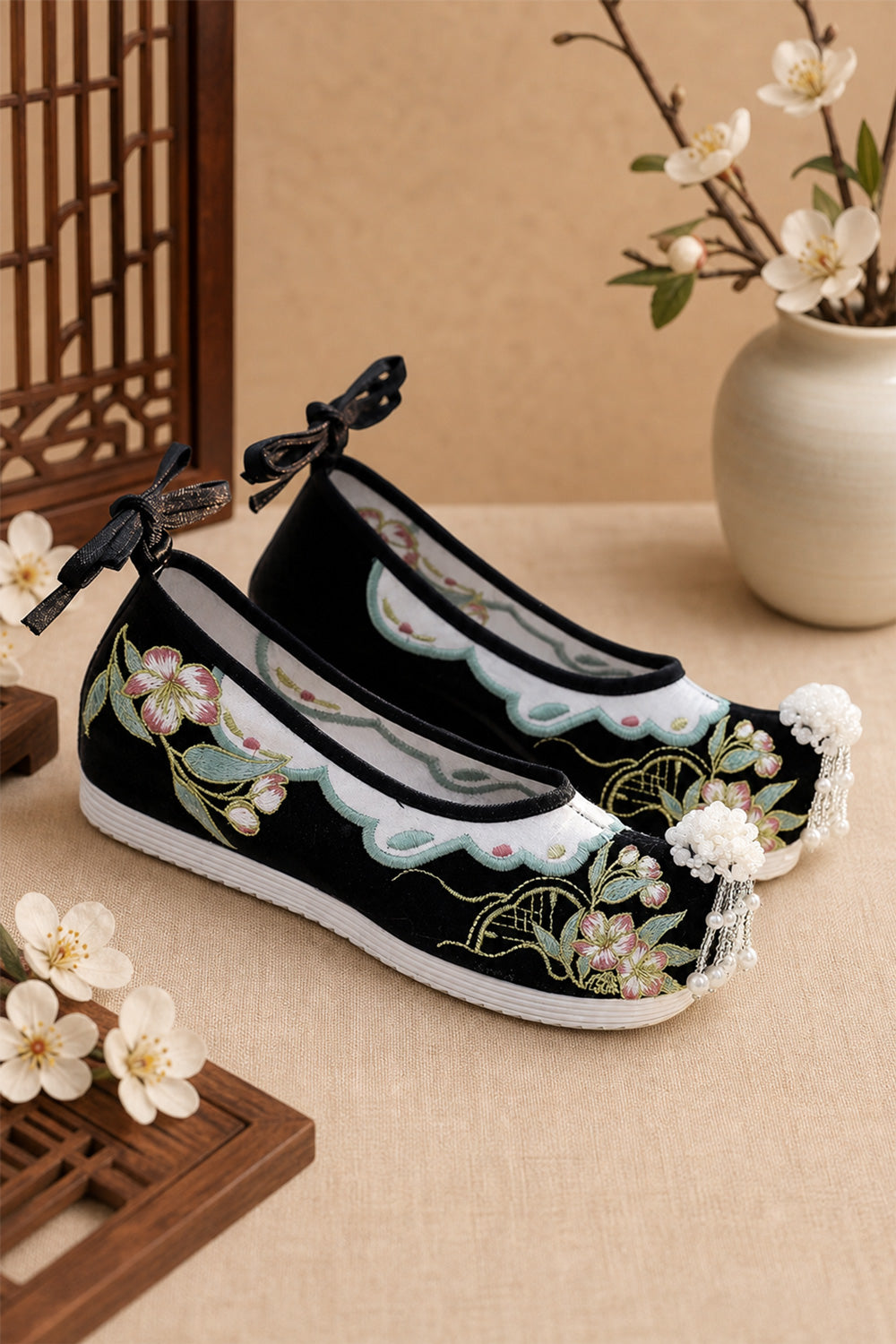 Chaussures brodées pour femme – Talon intérieur - HanWen Shop