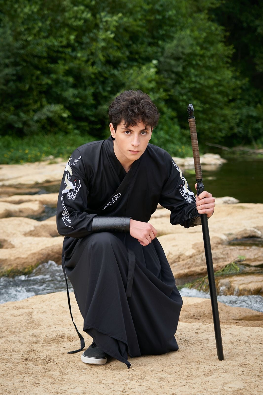 Ensemble Hanfu de la dynastie WeiJin 魏晋- Chevalier Chinois grue - HanWen Shop