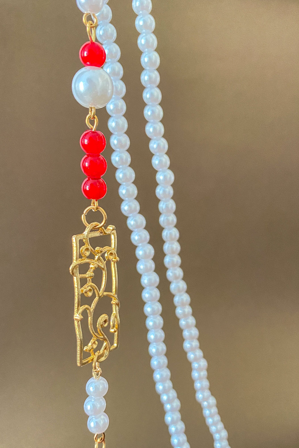 Collier "Yingluo Beiyun" de la Dynastie Ming 明 - Papillon avec Pompon rouge - HanWen Shop