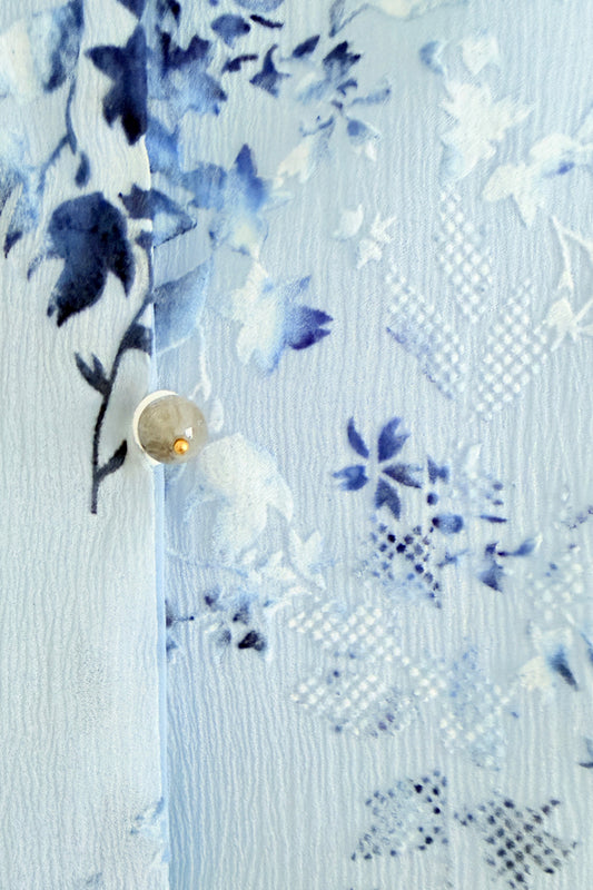 Débardeur bleu à col rond en jacquard floqué - HanWen Shop