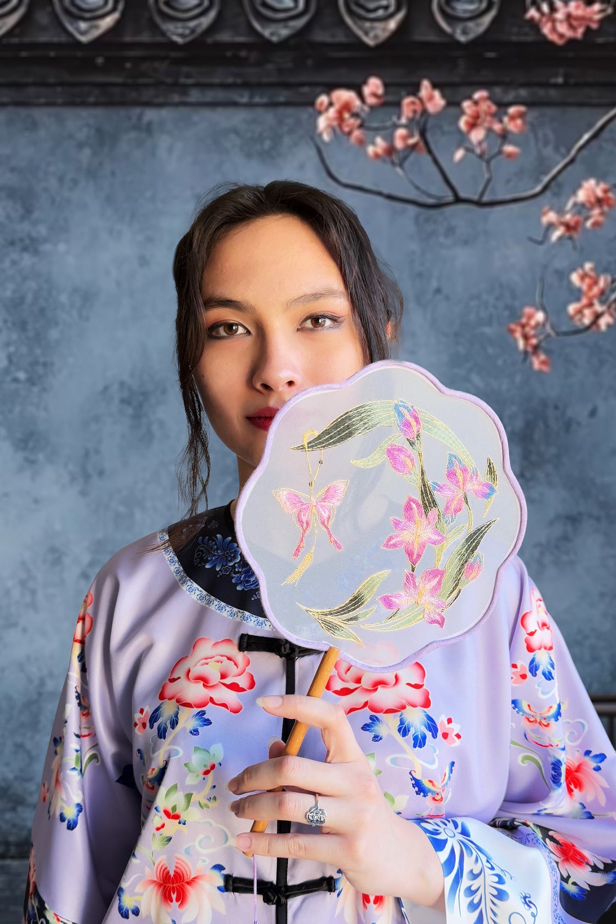 Ensemble Hanfu de la dynastie Qing 清 - princesses Manchu en violette - HanWen Shop