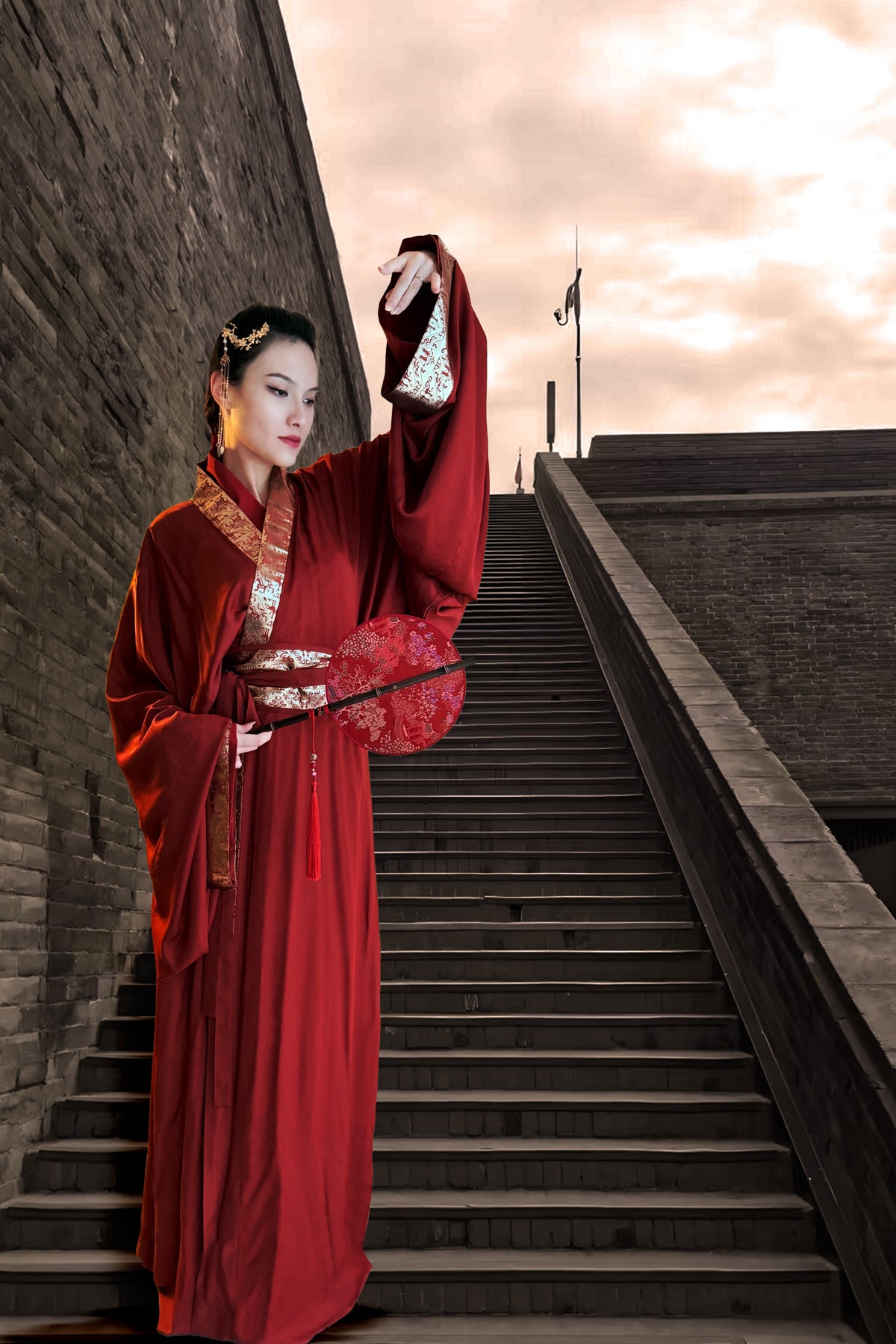 Ensemble Hanfu de la période des Royaumes Combattants - ZhanGuoPao - HanWen Shop