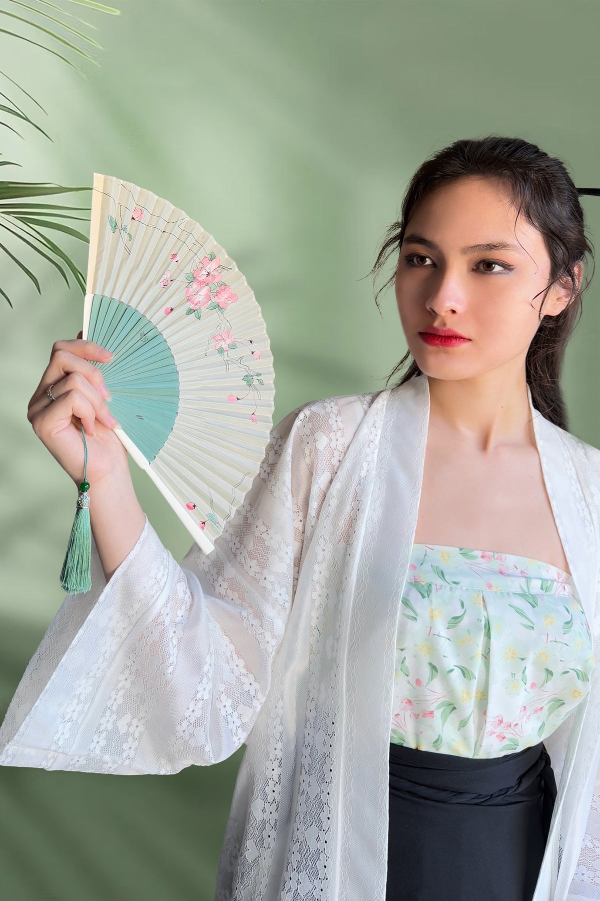 Ensemble Hanfu de la dynastie Song 宋 - Jupe à trois volants (SanJian Qun) “Huahai” - HanWen Shop