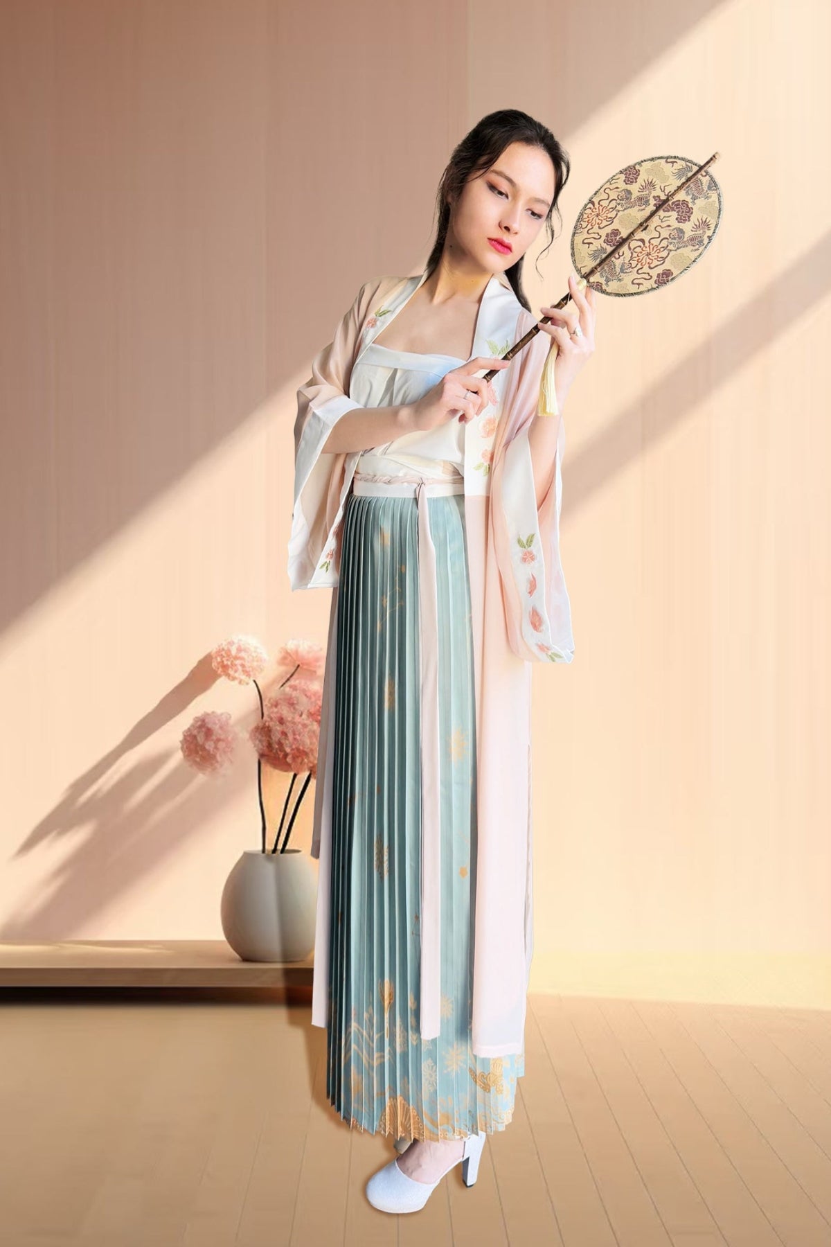Ensemble Hanfu de la dynastie Song 宋 - Jupe à cent plis (BaiDie Qun) “WanFeng” - HanWen Shop
