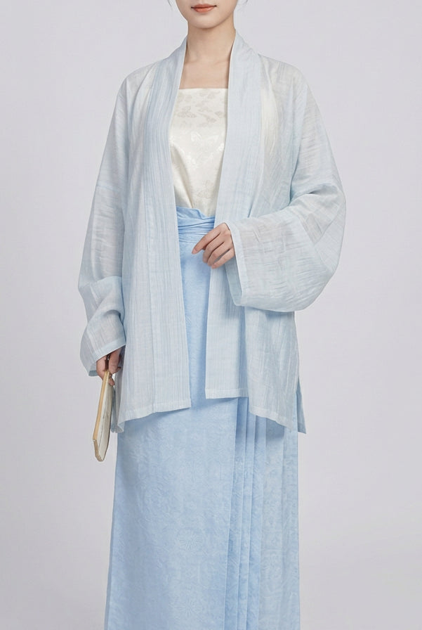 Ensemble Hanfu moderne style Song en Tencel - veste et débardeur - HanWen Shop