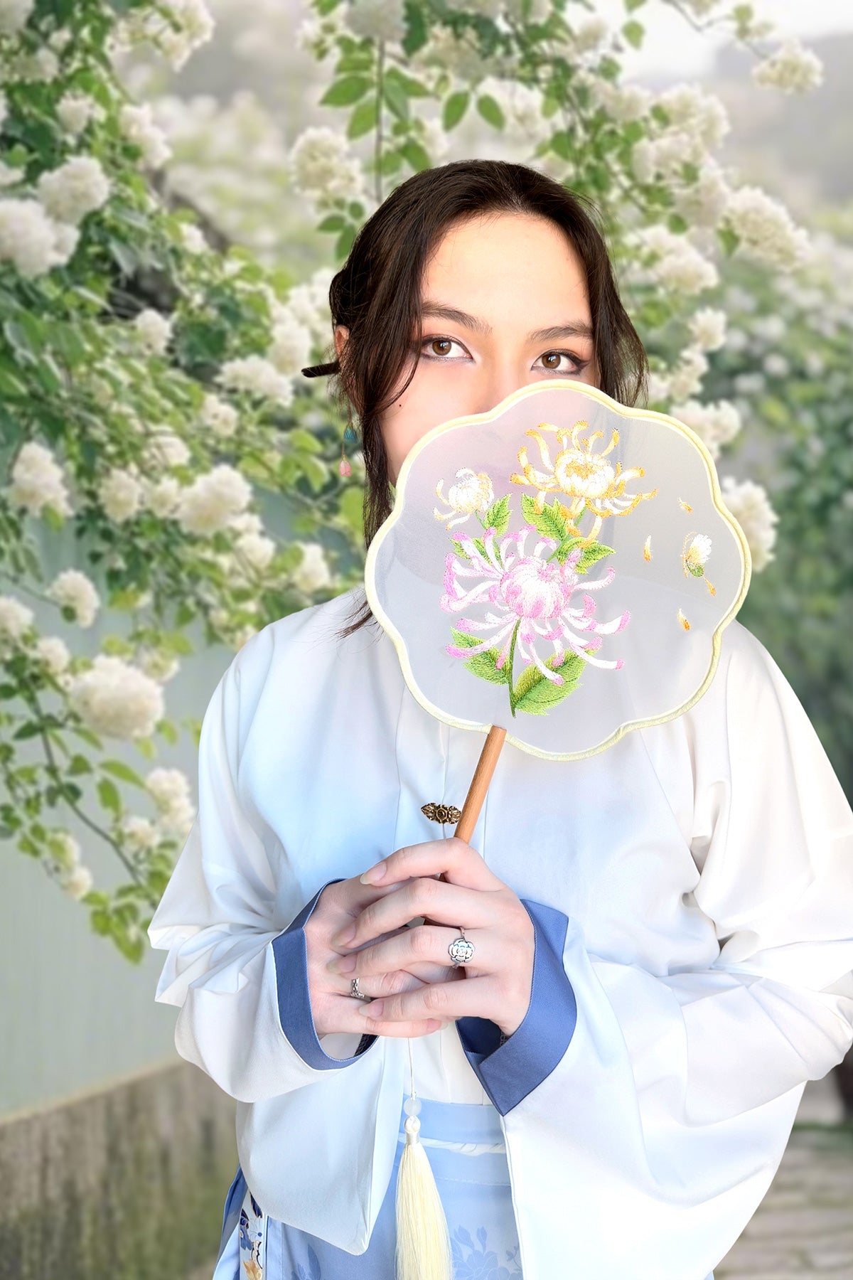 Ensemble hanfu moderne 汉元素 - Jupe "MaMian Qun" papillons amoureux fleurs - HanWen Shop