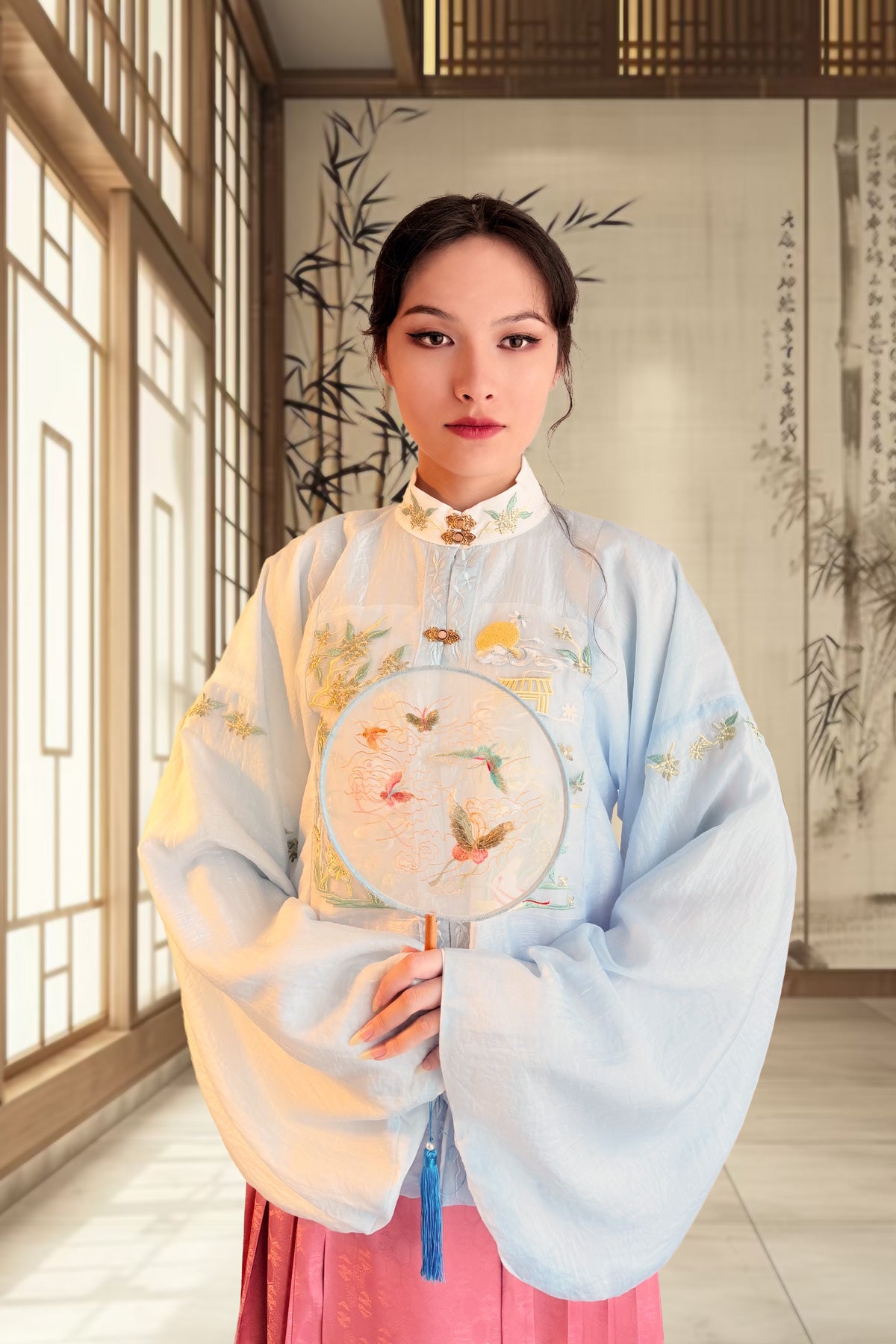 Hanfu de la dynastie Ming - Veste à col droit et manches pipa - HanWen Shop