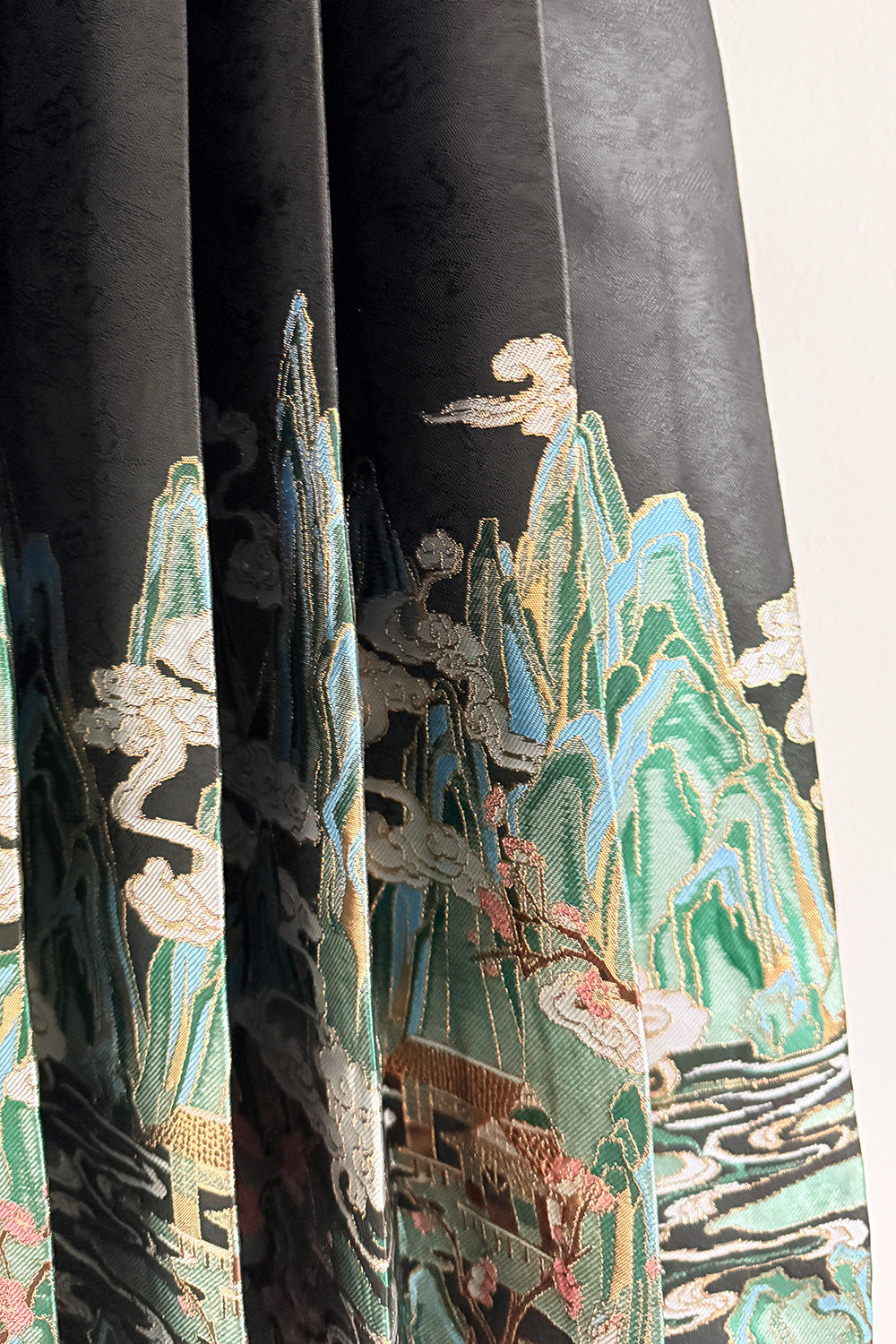 Jupe Hanfu "MaMian Qun" de la dynastie Ming 明 - Paysage des Mille Lieux - HanWen Shop