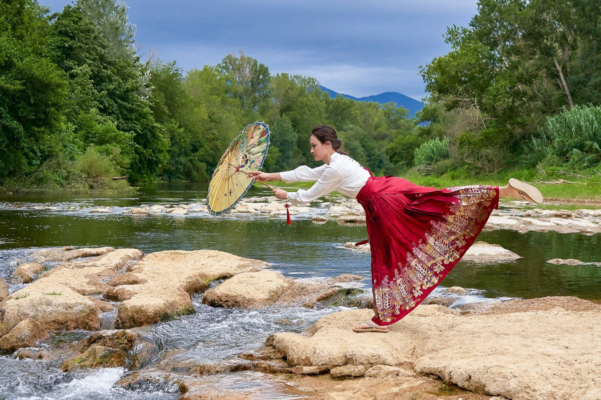 Ombrelle chinoise en papier à l'huile - Pivoine et paon - HanWen Shop