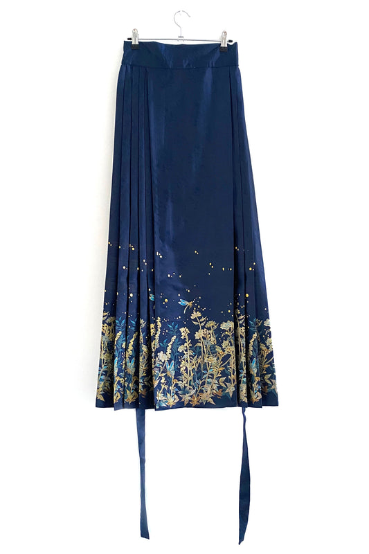 Hanfu de la dynastie Ming 明 - Jupe "MaMian Qun" libellule bleue dansante - HanWen Shop