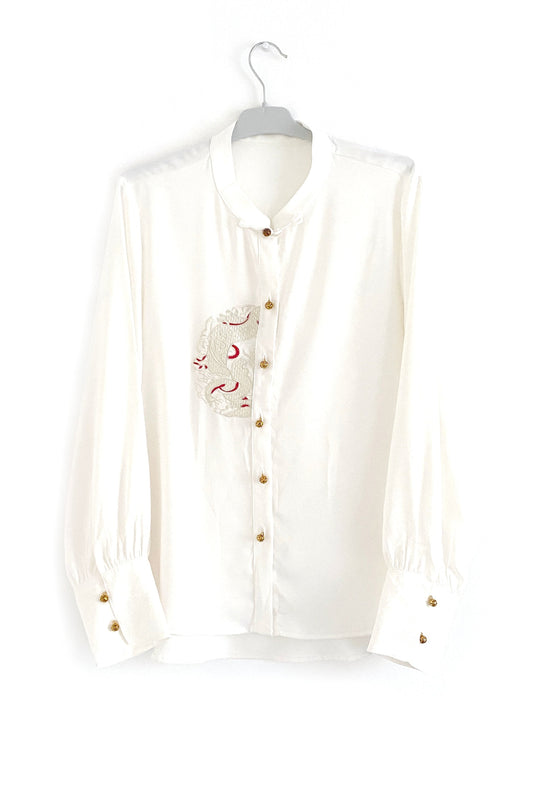 Jupe Hanfu "MaMian Qun" de la dynastie Ming 明 - Brodés dorés du cerf sacré - HanWen Shop