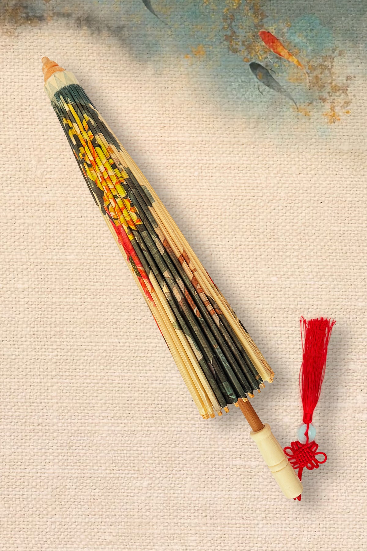 Ombrelle chinoise en papier à l'huile - Bonheur et Prospérité
