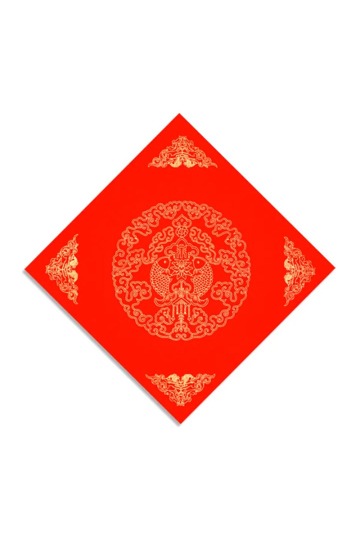 Papier Xuan de chinois traditionnel en format carré - Ciré rouge vif - HanWen Shop