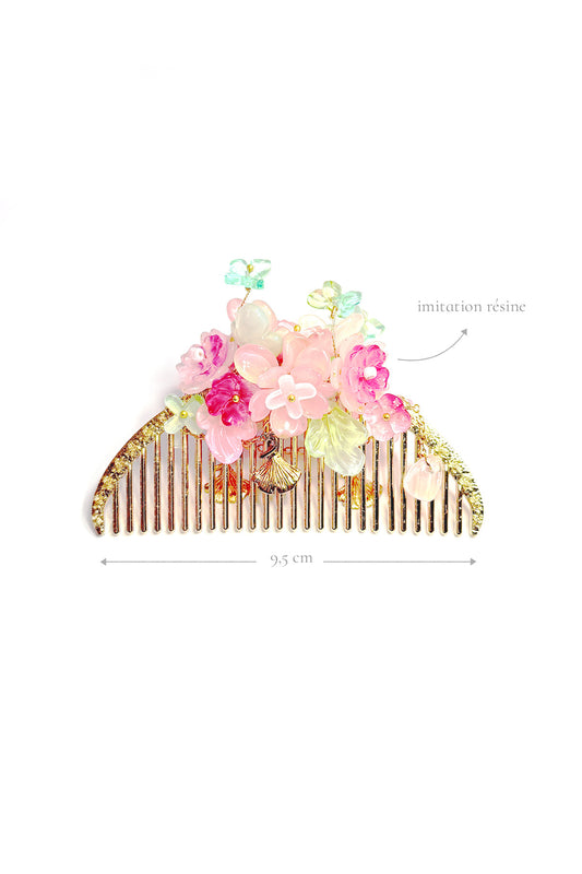 Peigne décoratif fait main - Fleurs abondantes - HanWen Shop