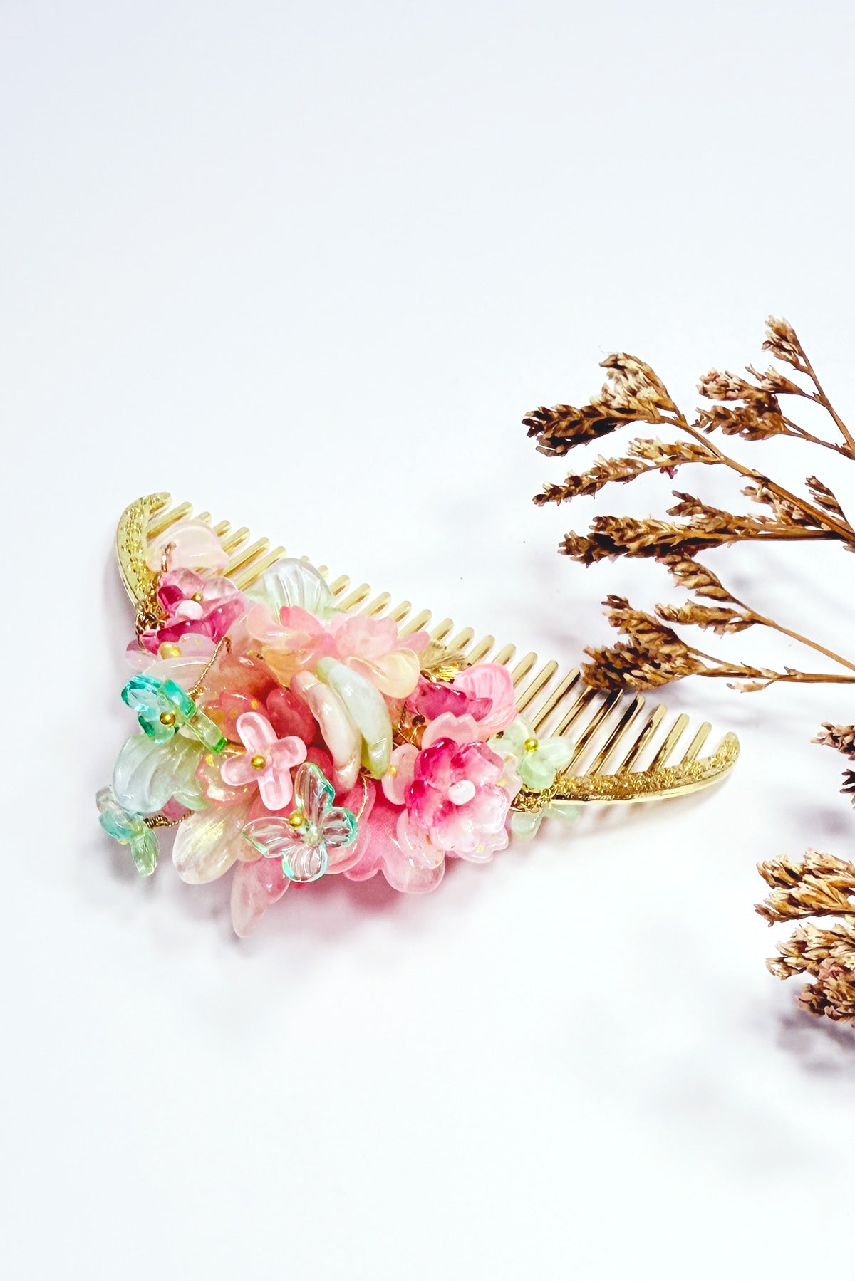Peigne décoratif fait main - Fleurs abondantes - HanWen Shop