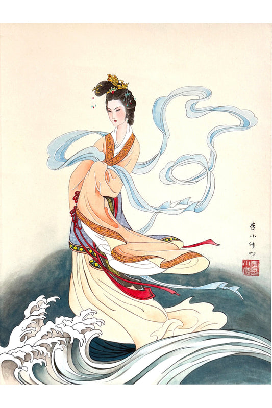 Peinture chinoise en style Gongbi - La déesse de la rivière Luo - HanWen Shop
