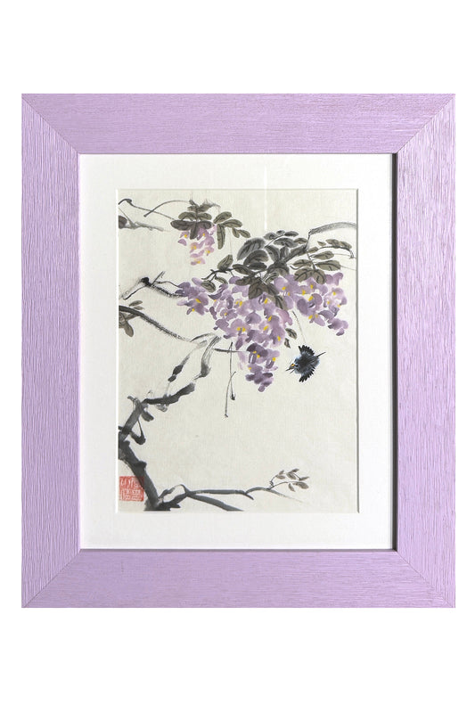 Peinture chinoise en style Xieyi - Fleurs de glycine - HanWen Shop