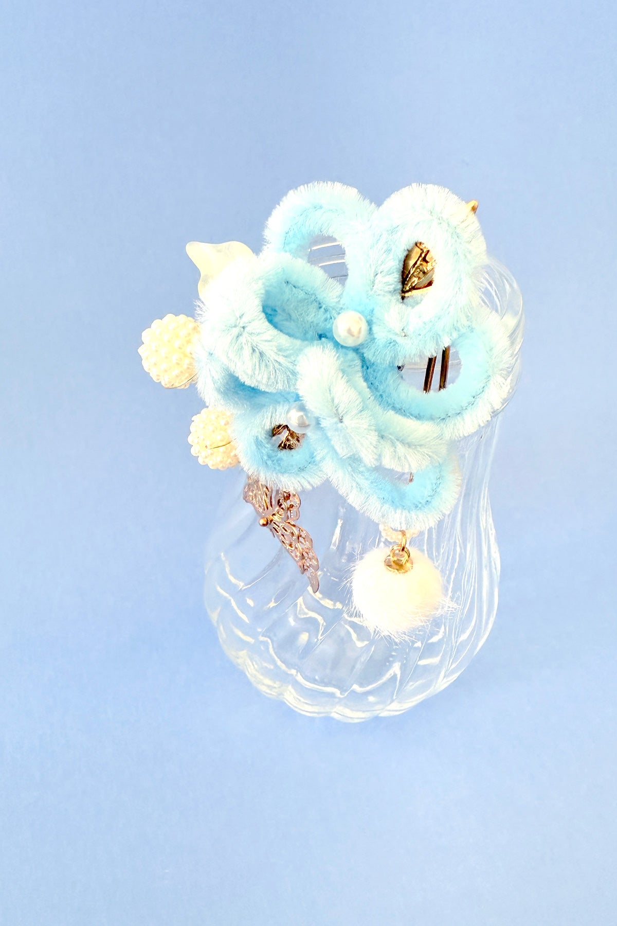 Barrette à cheveux - Fleur de velours bleue - HanWen Shop