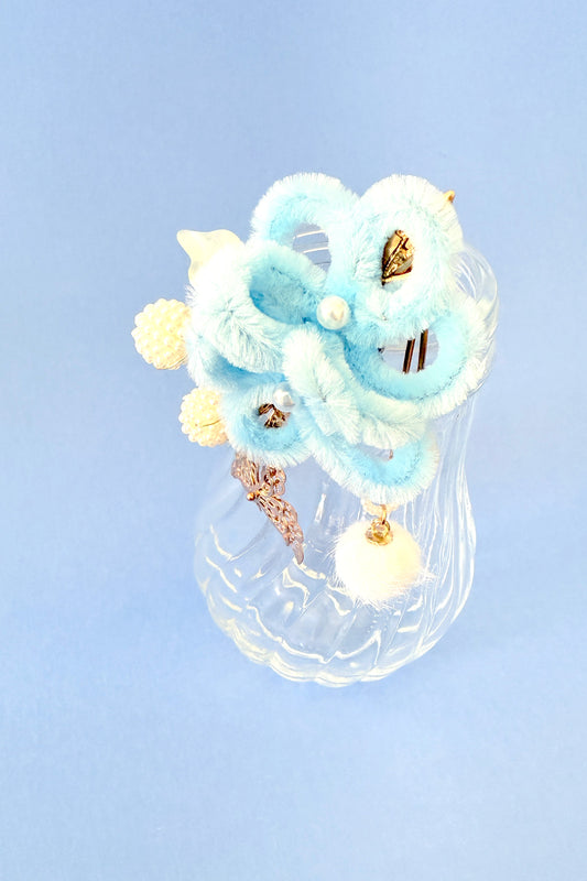 Barrette à cheveux - Fleur de velours bleue - HanWen Shop