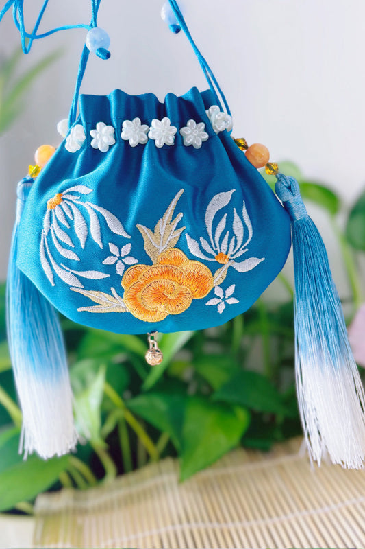 Pochon Porte-Bonheur Traditionnel – Brodé avec Franges et Parfum Floral - HanWen Shop