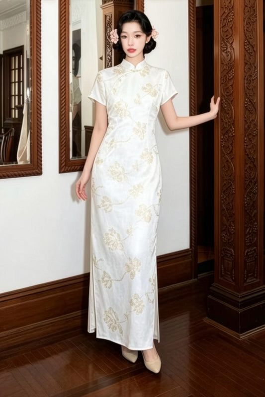 Qipao du hanfu moderne 汉元素 - En dentelle vert d'eau - HanWen Shop