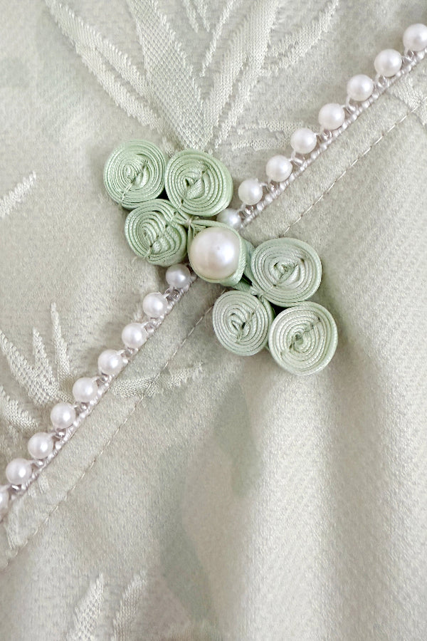 Qipao du hanfu moderne 汉元素 - En dentelle vert d'eau - HanWen Shop