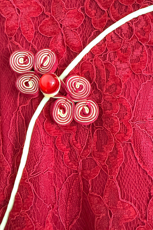 Qipao du hanfu moderne 汉元素 - En dentelle rouge - HanWen Shop