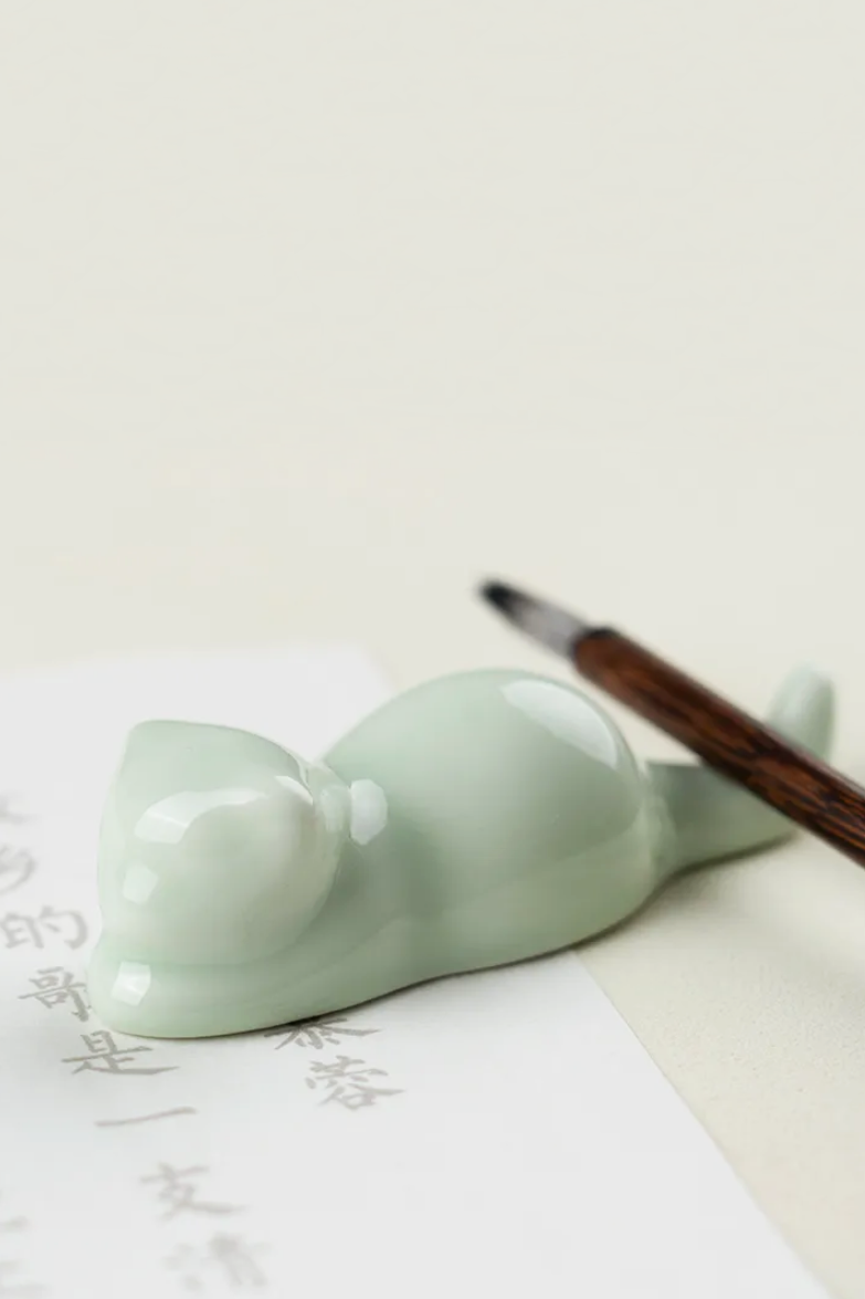 Repose-pinceau chinois traditionnel en forme de chat - Bi Ge - HanWen Shop