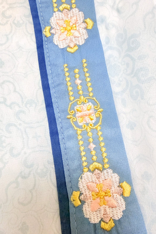 Ensemble Hanfu de la dynastie Tang 唐 - Robe "Qixiong Ruqun" lotus bleu - HanWen Shop