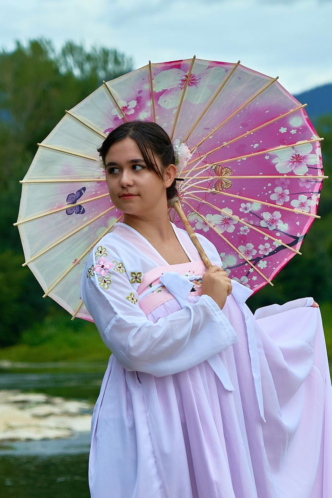Ensemble Hanfu de la dynastie Tang 唐 - Robe "Qixiong Ruqun" fleur de prunier - HanWen Shop