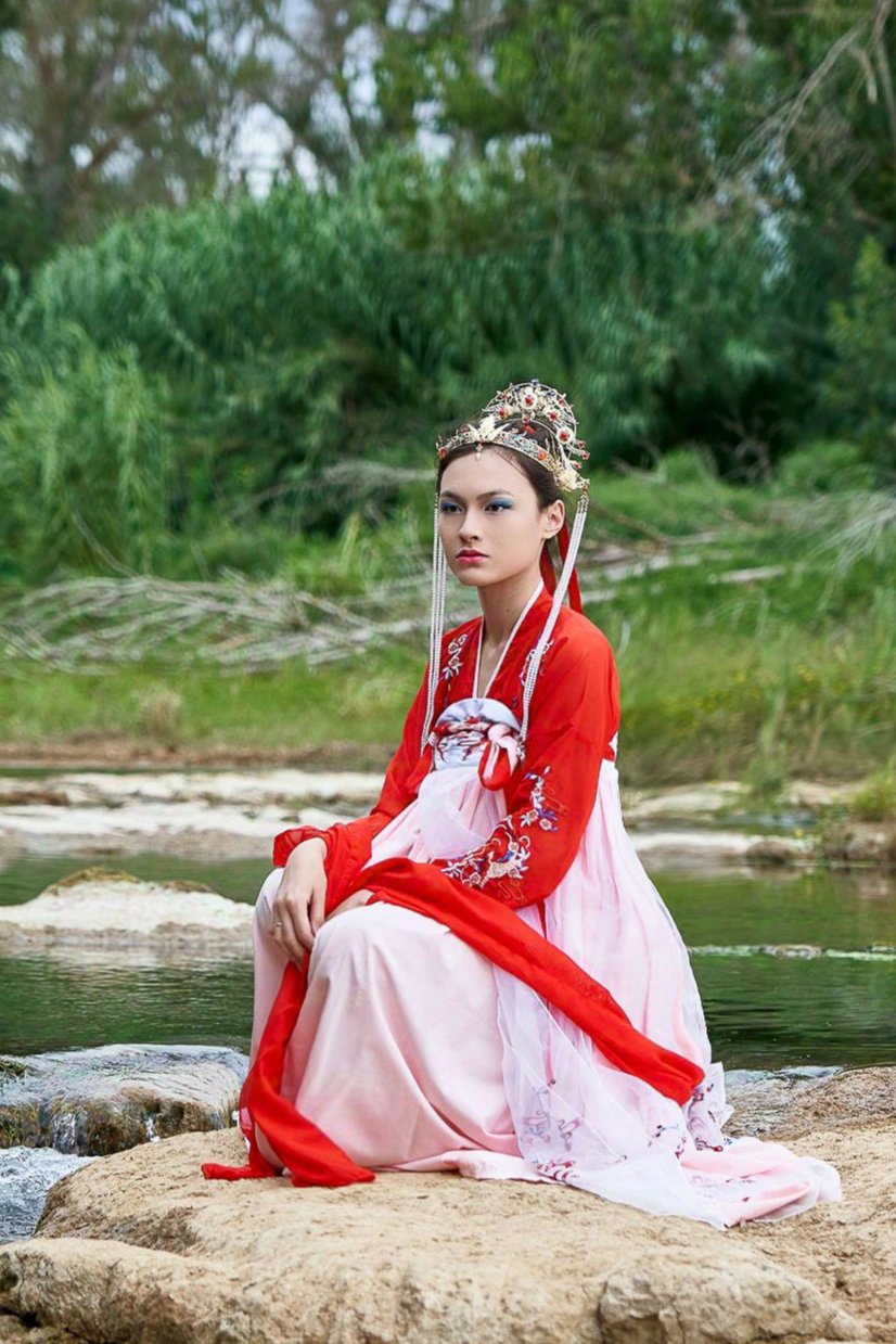 Ensemble Hanfu de la Dynastie Tang 唐 - Robe "Qixiong Ruqun" pivoine et phénix - HanWen Shop