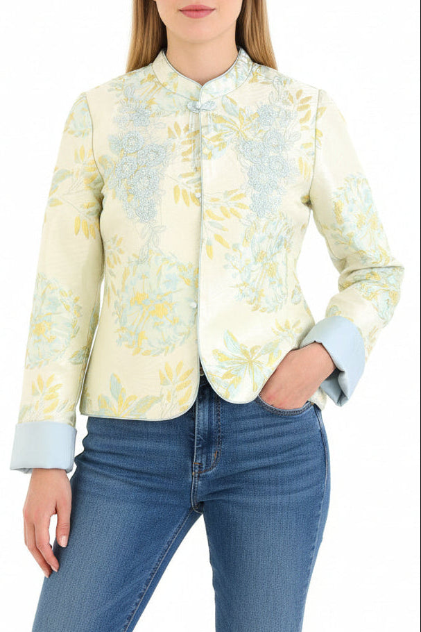 Tangzhuang du Hanfu moderne - Veste Broderie Artisanale & Perles - HanWen Shop