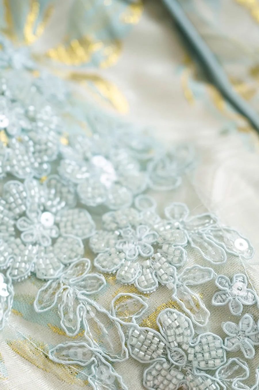 Tangzhuang du Hanfu moderne - Veste Broderie Artisanale & Perles - HanWen Shop