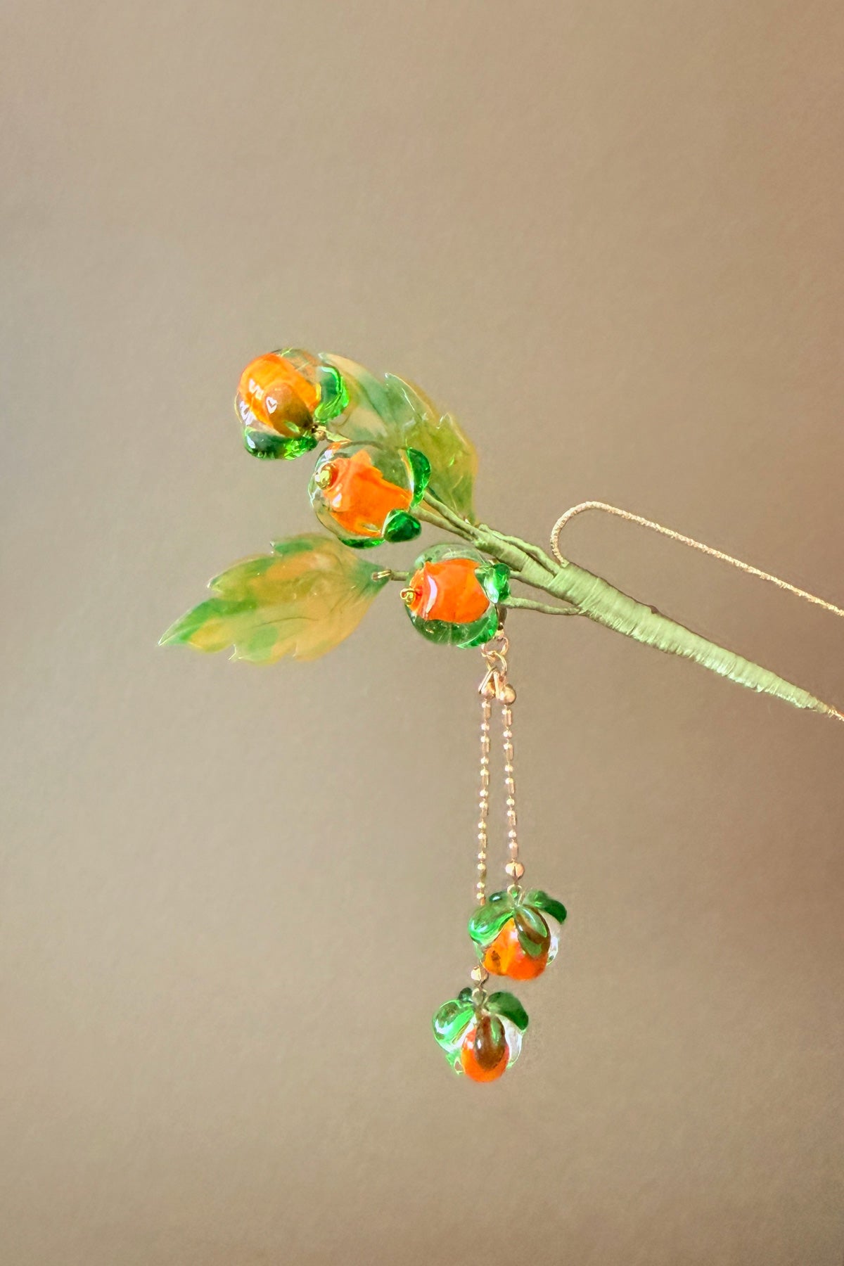 Épingle à cheveux en ondulée U - Les fruits de kaki - HanWen Shop