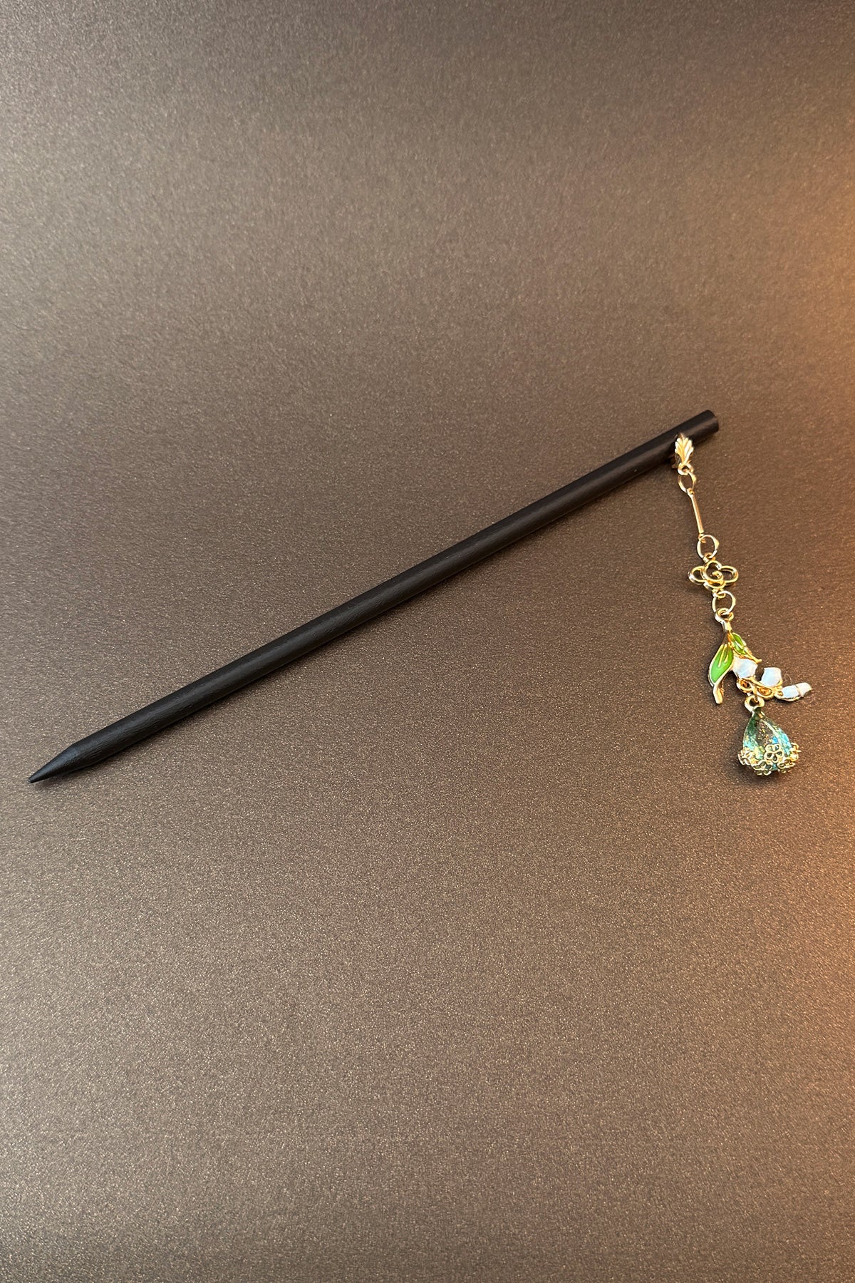 Épingle à cheveux en bois - Pendentif vert - HanWen Shop