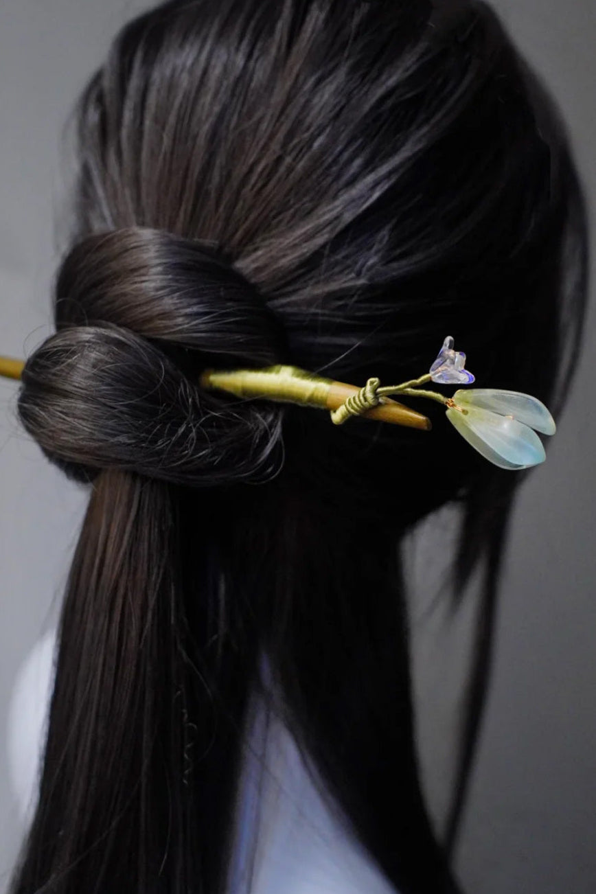 Épingle à cheveux en bois - Série Fleurs d’Orient - HanWen Shop