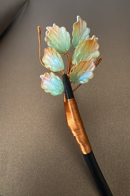 รpingle ร cheveux en bois - Sรฉrie Fleurs dโOrient - HanWen Shop