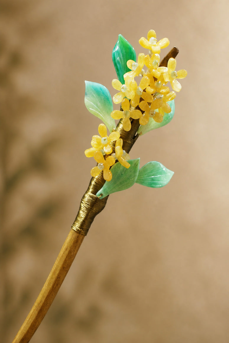 Épingle à cheveux en bois - Série Fleurs d’Orient - HanWen Shop