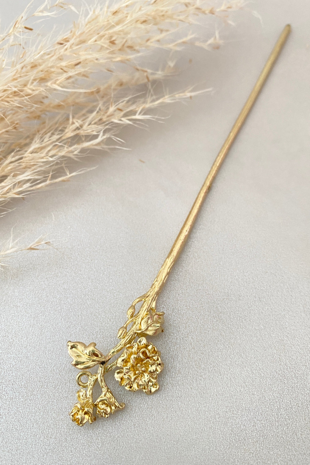 Épingle à cheveux dorée - Les fleurs de douze mois de l'année - HanWen Shop