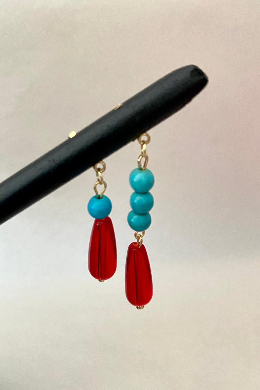 Épingle à cheveux en bois - Rouge et bleu - HanWen Shop