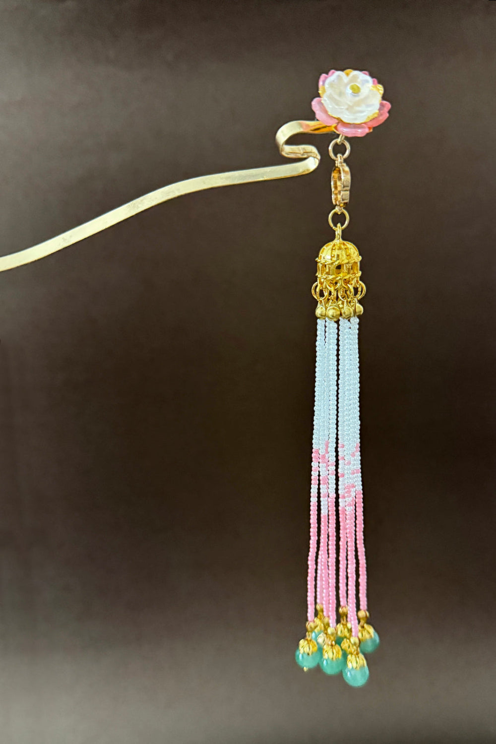 Épingle à cheveux en forme incurvée unique et fait à la main - Teint rosé - HanWen Shop