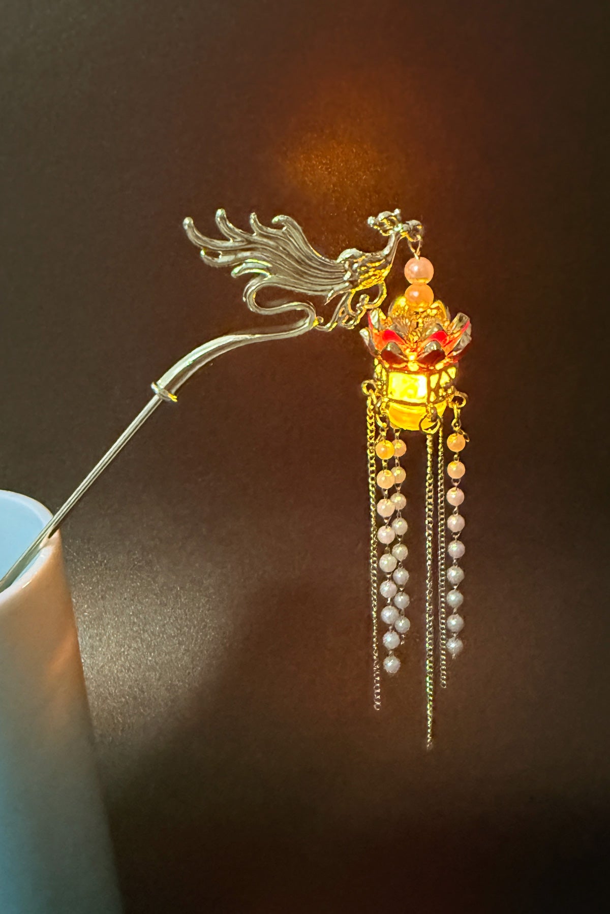 Épingle à cheveux phénix avec lumière LED - Panier de fleurs - HanWen Shop
