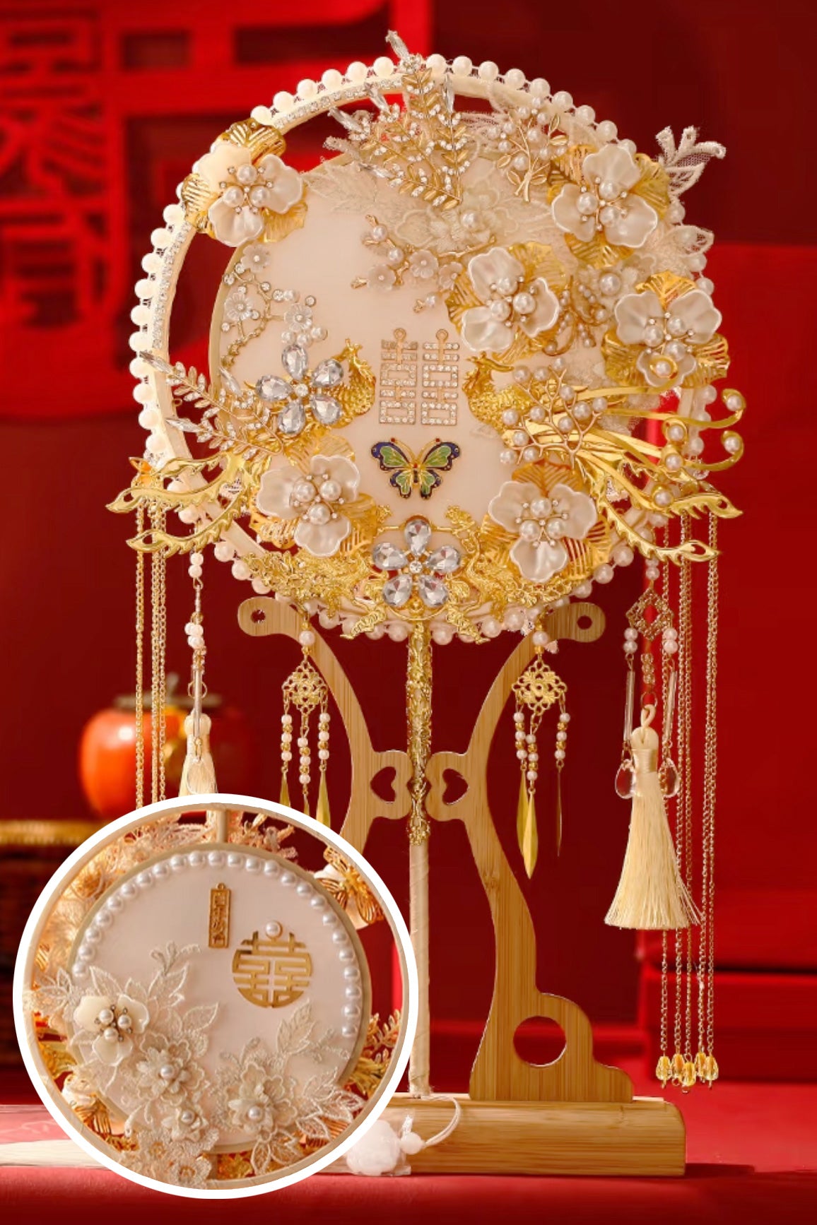 Éventail de mariage traditionnel chinois - “Xi Shan” - HanWen Shop